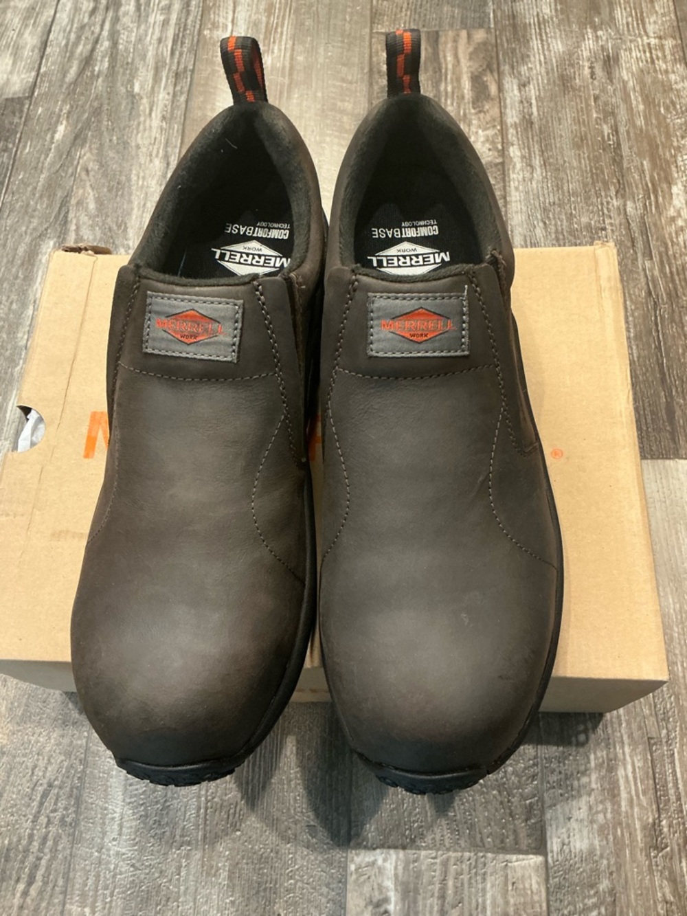 Merrell Men's Dark Brown Leather Slip-On Composite Toe Work Loafer Size 11.5 - Picture 8 of 16